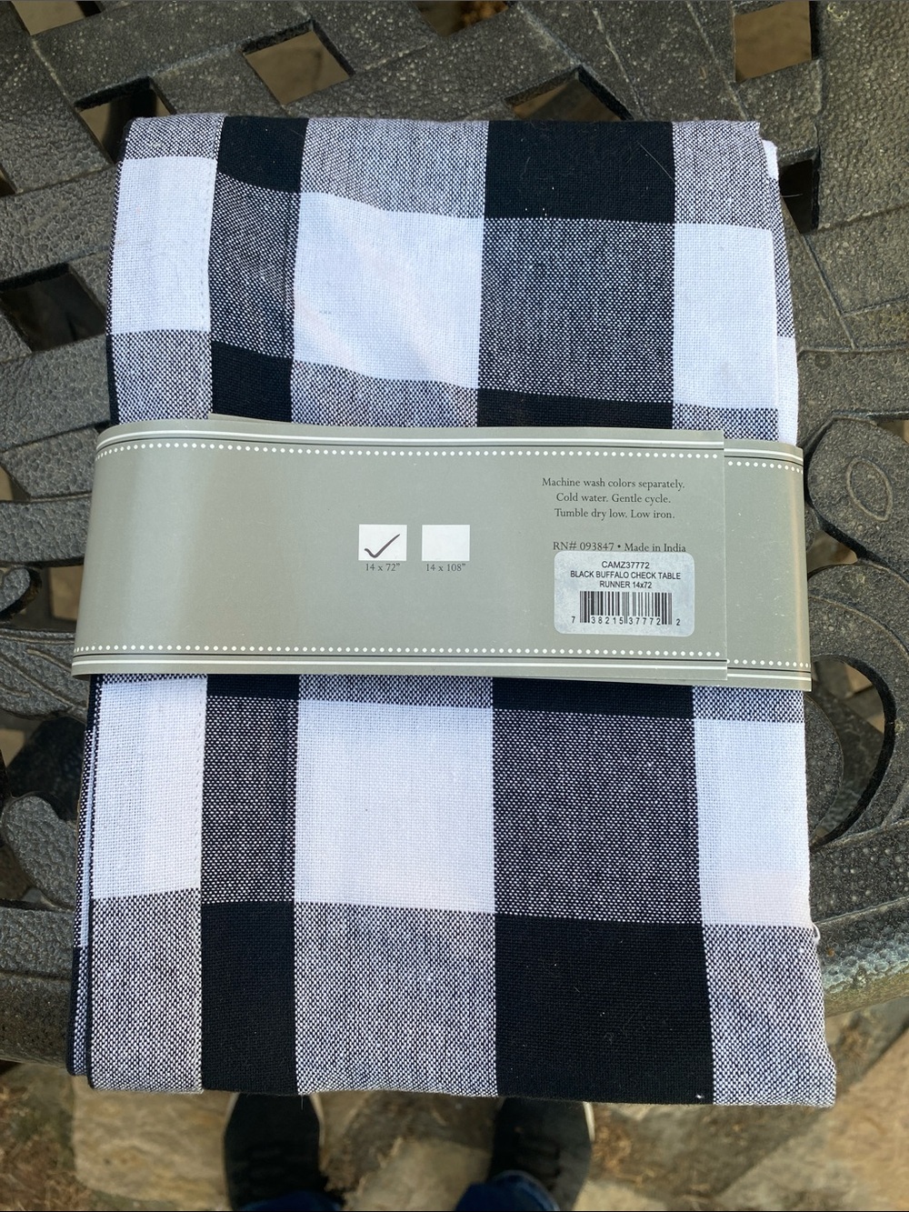 Buffalo Check Black & White Table Runner 14” X 72 “ - Picture 4 of 5